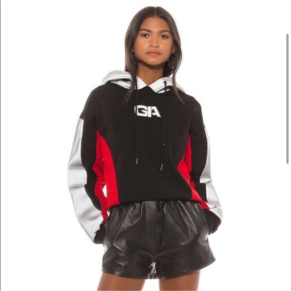 I.AM.GIA Sabrina Reflective Panel spellout red & black Hoodie Small